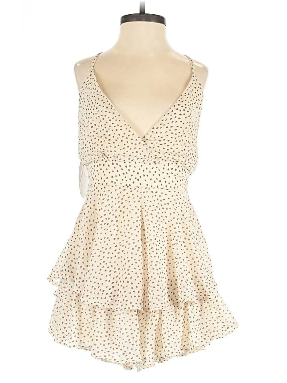 Princess Polly Beige Spotted Mini Dress (Built in shorts)- Size 0